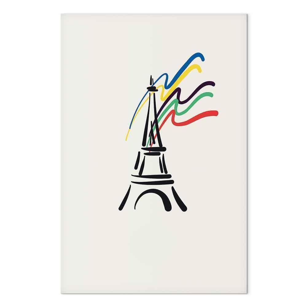Leinwandbild - Eiffel Tower and Colorful Ribbons