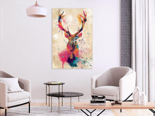 Leinwandbild - Watercolor Deer (1 Part) Vertical Artgeist