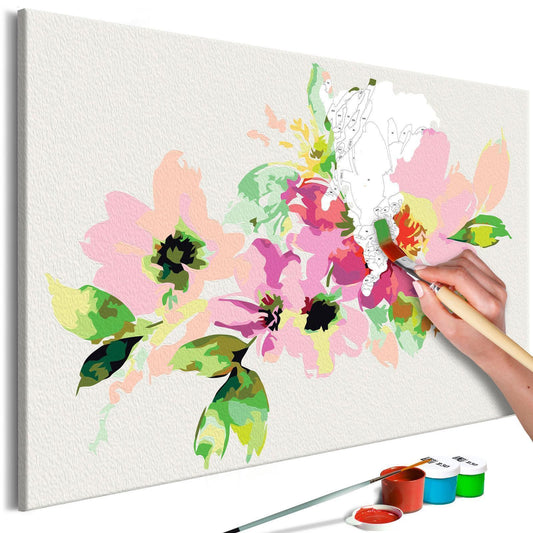 Wandbild zum Ausmalen - Bunte Blumen Malen nach Zahlen Set