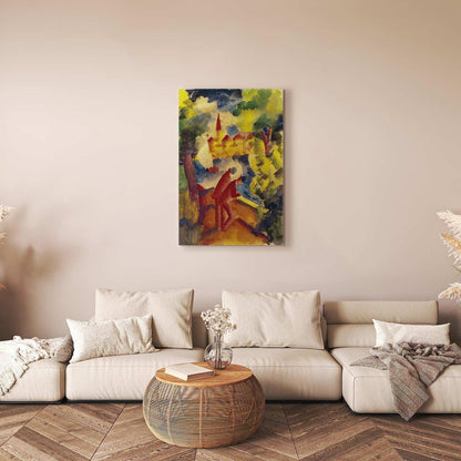 Leinwandbild - August Macke – Men on the Road by the Lake