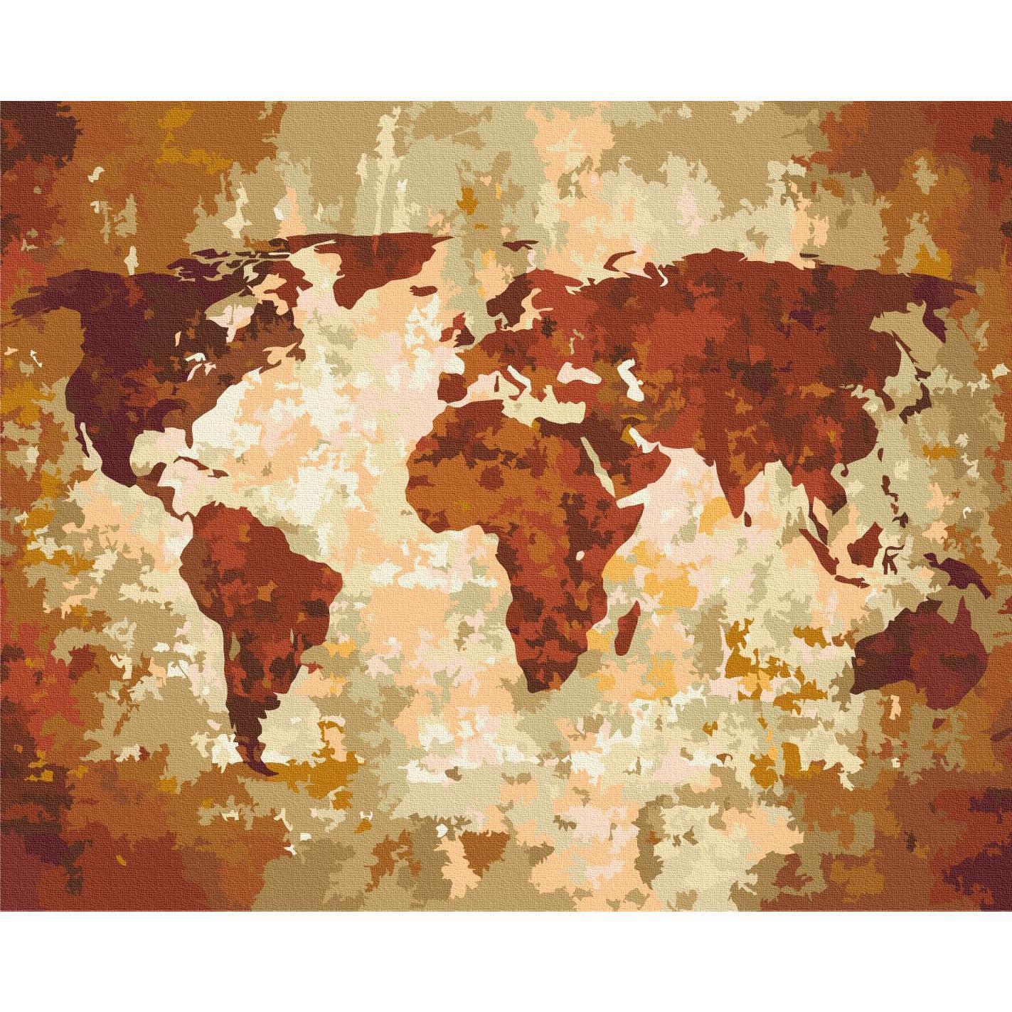 Malen nach Zahlen - World Map (Earth Colours)