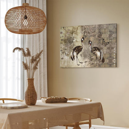 Leinwandbild - Retro Cranes (1 Part) Wide
