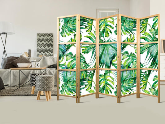 Japanischer Paravent - Monstera and Palm Leaves II