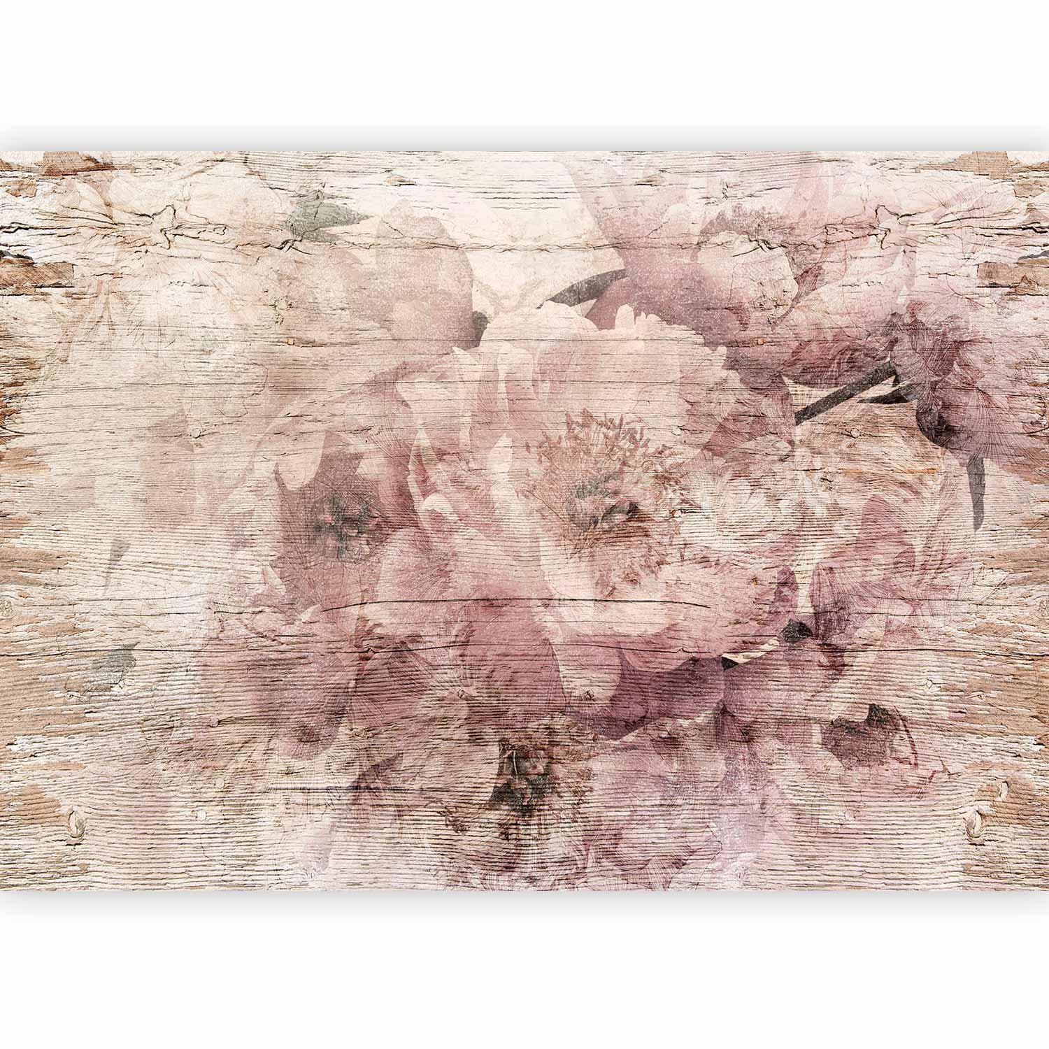 Fototapete - Blumen auf Brettern - Sawelt