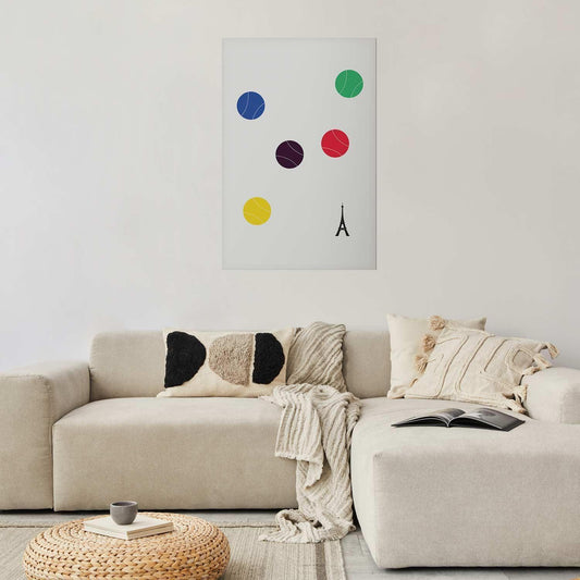 Poster - Eiffel Tower and Colorful Tennis Balls Artgeist