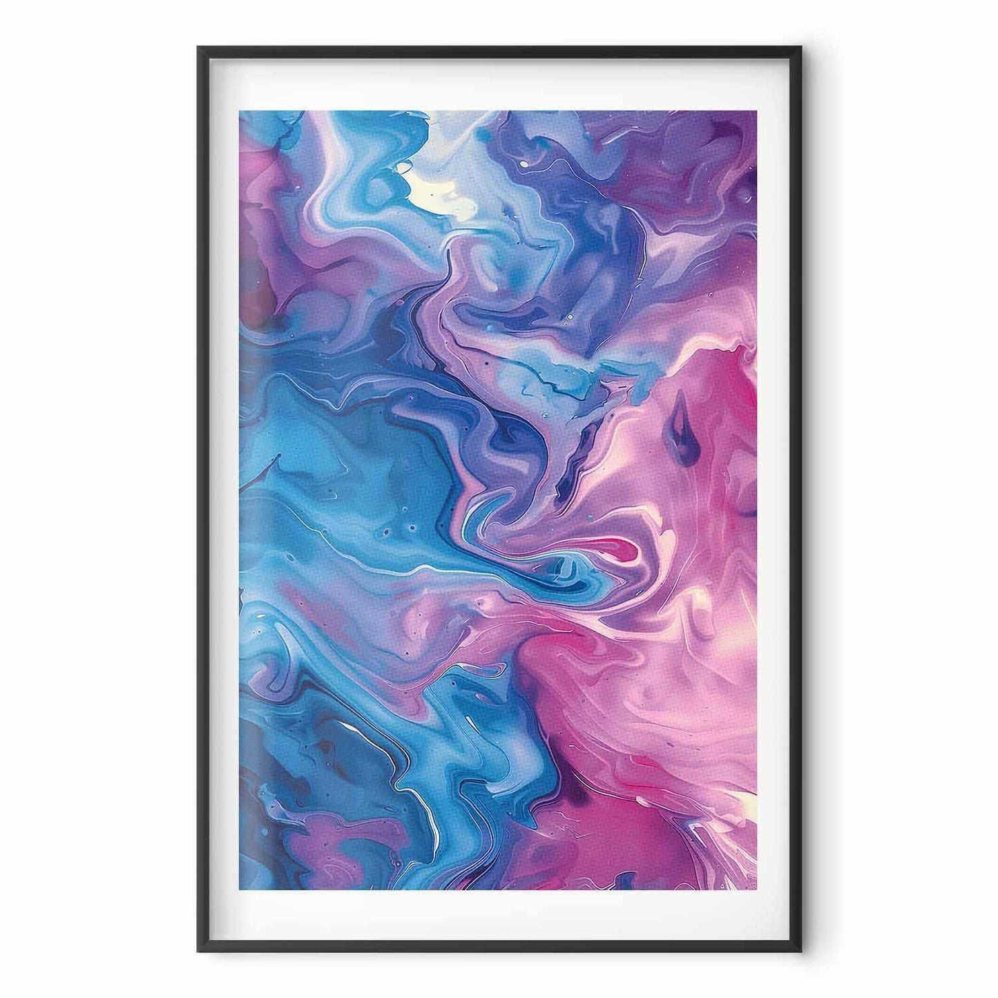 Poster - Night Flows - abstract waves in shades of blue and purple