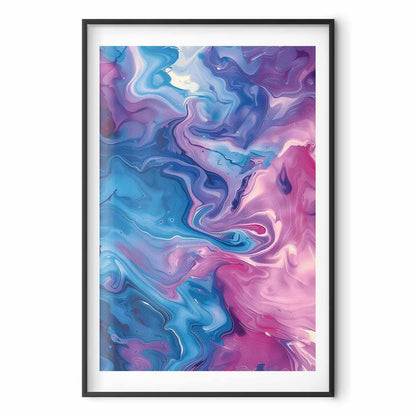 Poster - Night Flows - abstract waves in shades of blue and purple
