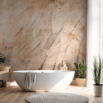 Fototapete - Bird's wings - minimalist close-up on beige feathers with pattern