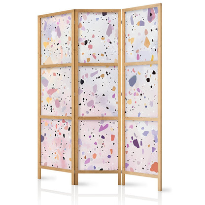 Japanischer Paravent - Confetti-Style Terrazzo - Purple-Pink - Colorful Pattern Artgeist
