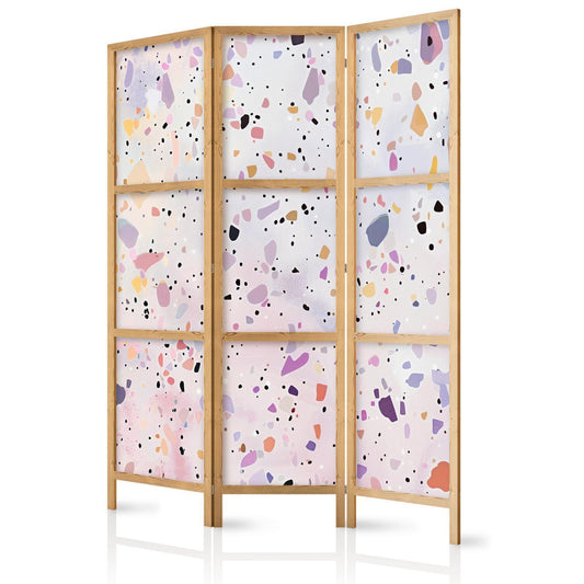 Japanischer Paravent - Confetti-Style Terrazzo - Purple-Pink - Colorful Pattern Artgeist