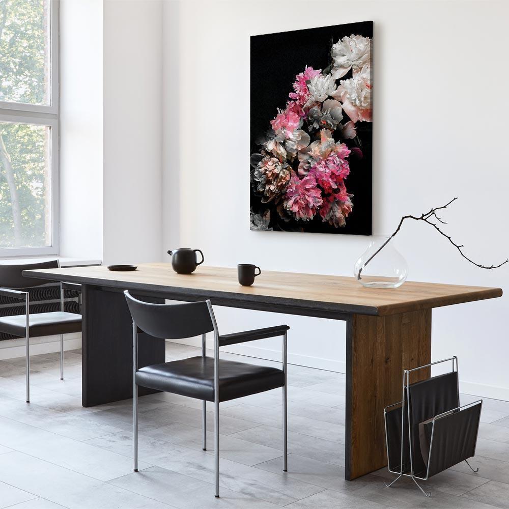 Leinwandbild - Peony Charm (1-part) - Colorful Bouquet on Black Background