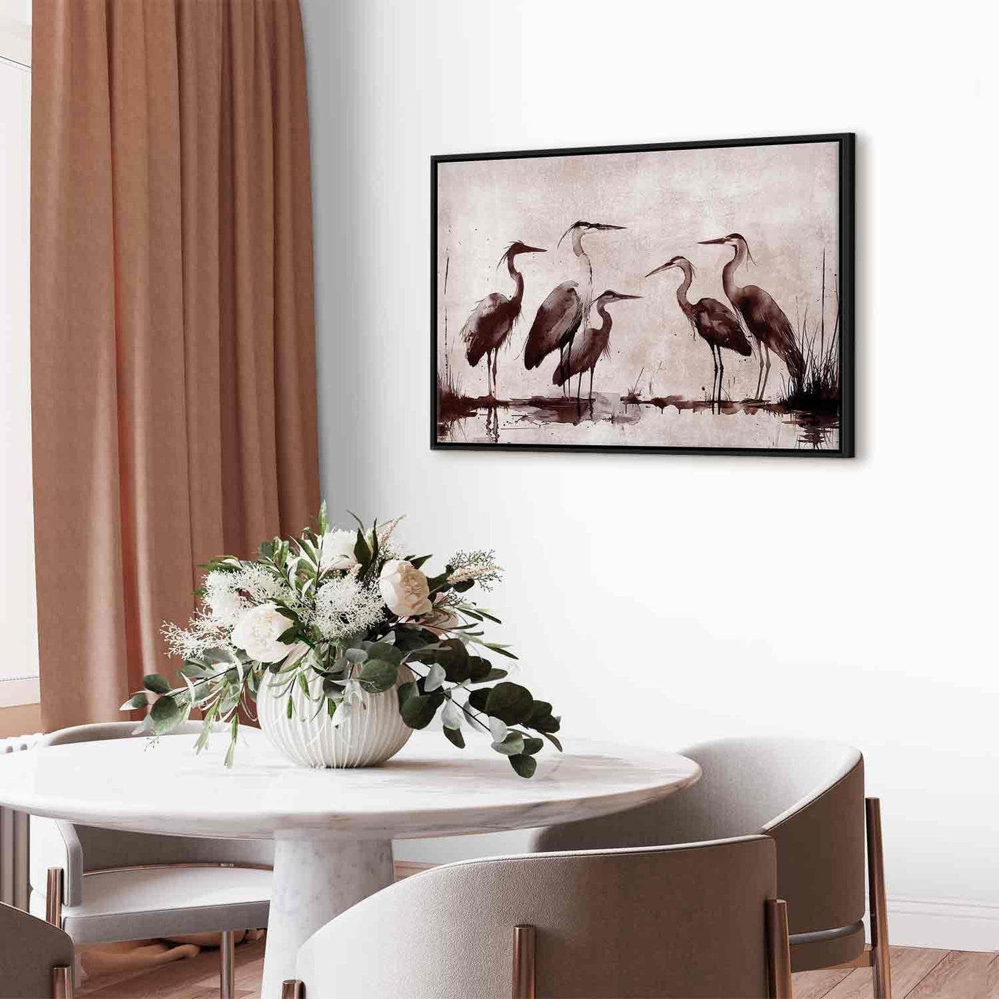 Leinwandbild - Herons painted with ink