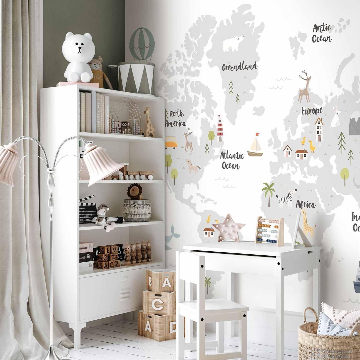 Fototapete - Minimalist Map for Children's Room