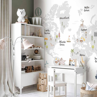Fototapete - Minimalist Map for Children's Room