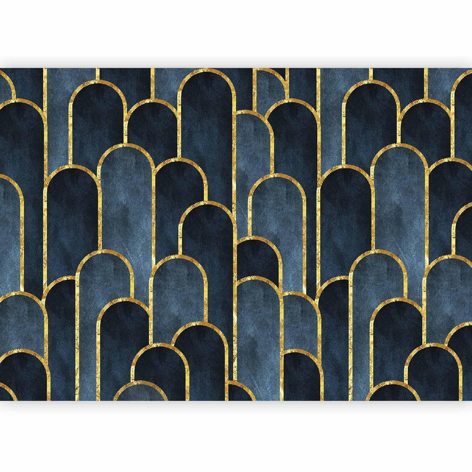 Detailansicht Fototapete Gold Navy Blau Muster - Edle Goldakzente und tiefes Navy Blau