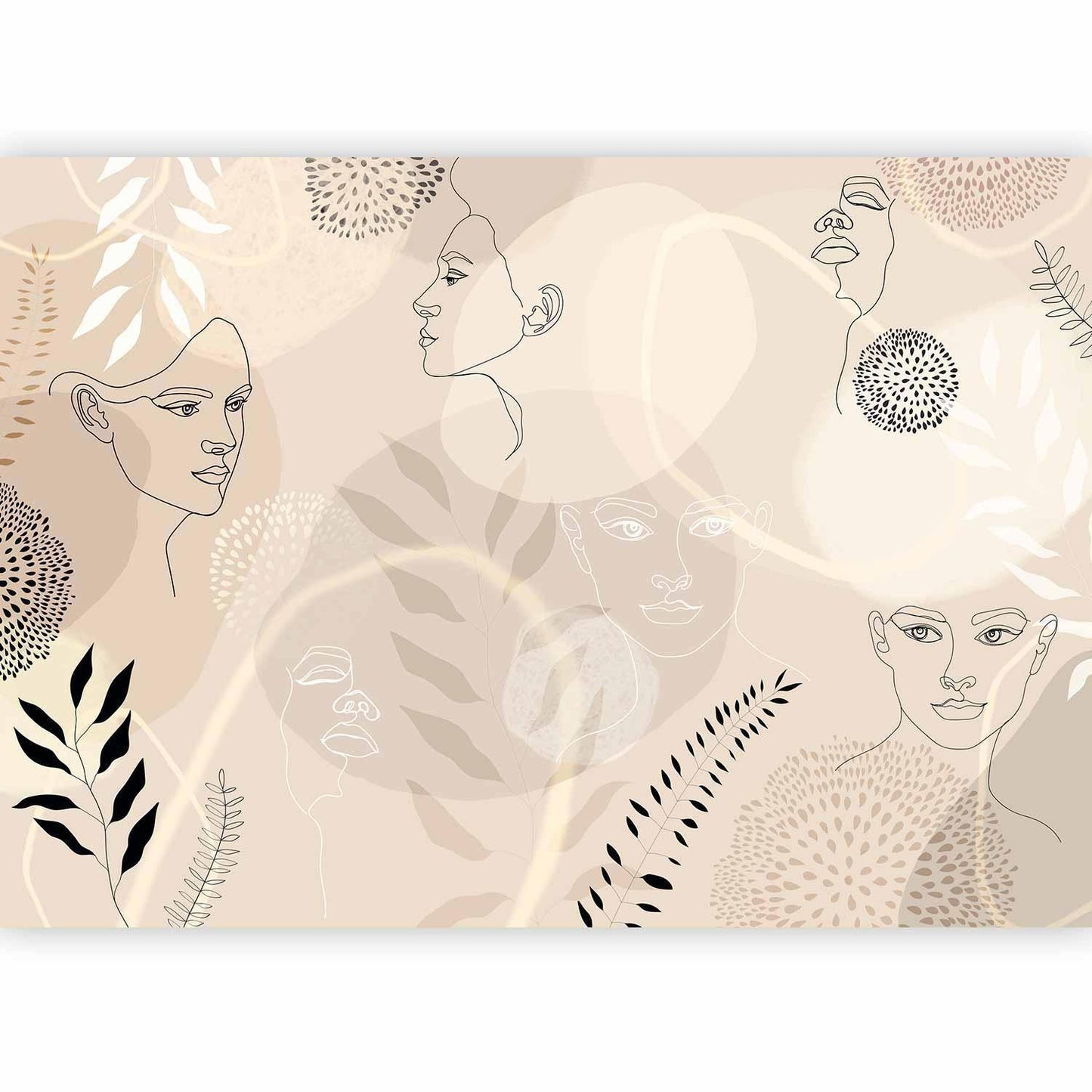 Fototapete - Beige Line Art