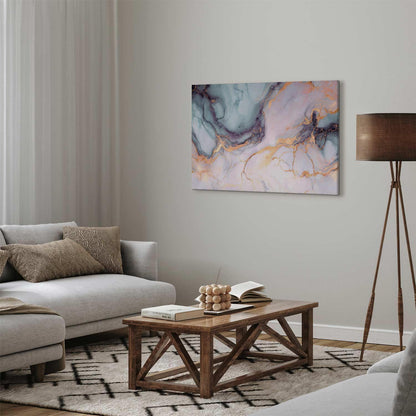 Leinwandbild - Pastel stones - pink and blue structures on a marble base