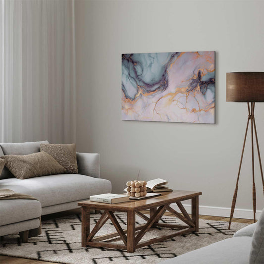 Leinwandbild - Pastel stones - pink and blue structures on a marble base