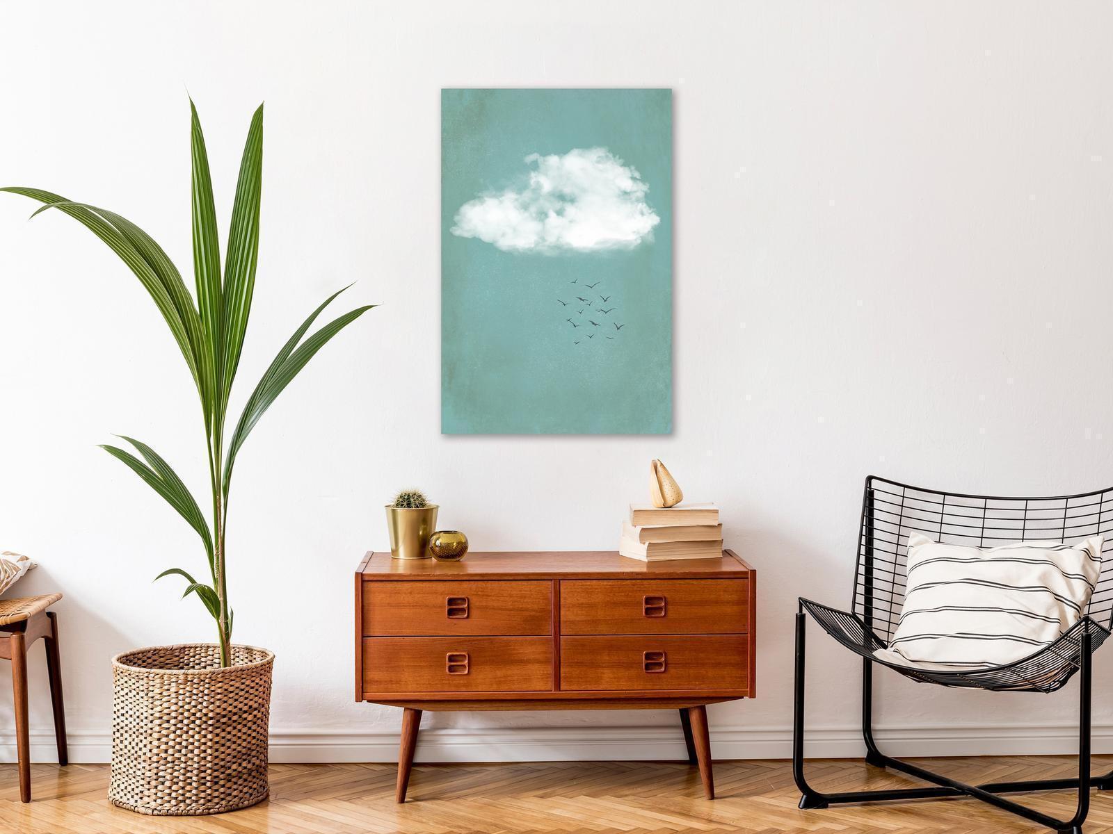 Leinwandbild - Cumulus and Birds (1 Part) Vertical Artgeist