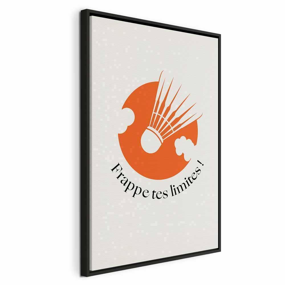 Leinwandbild - Badminton Shuttlecock on an Orange Circle Background