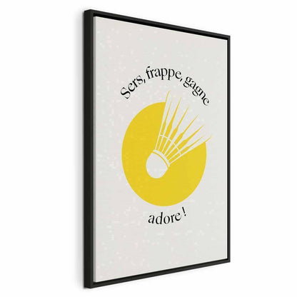 Leinwandbild - Badminton Shuttlecock on a Yellow Circle Background