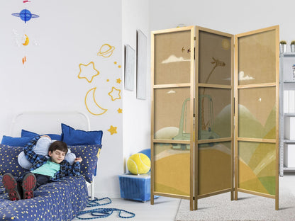 Japanischer Paravent - Dreamy Traveler - Giraffe driving a car on a beautiful sunny day