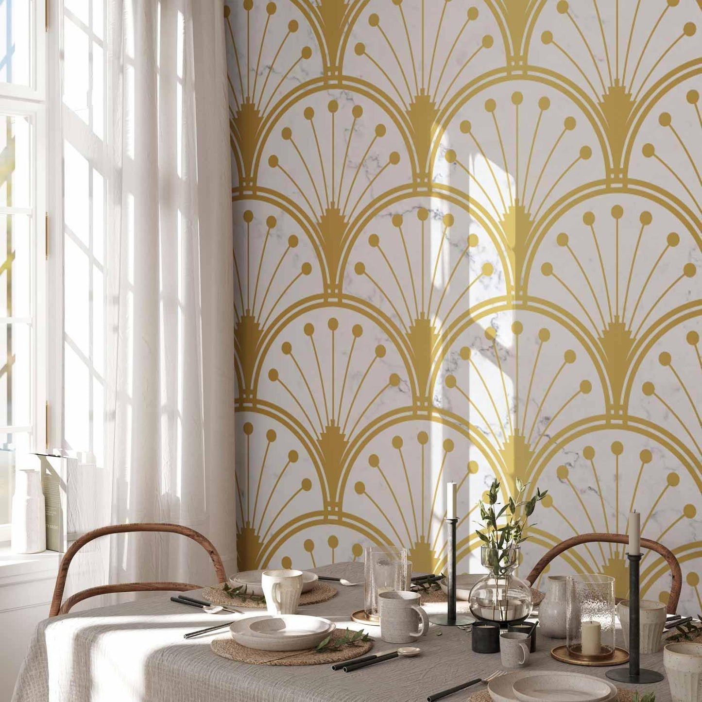 Fototapete - Gold and Marble Art Deco-inspired Pattern