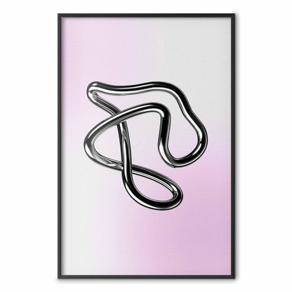 Poster - Silver Intricacies - fluid metallic figure on a gradient background