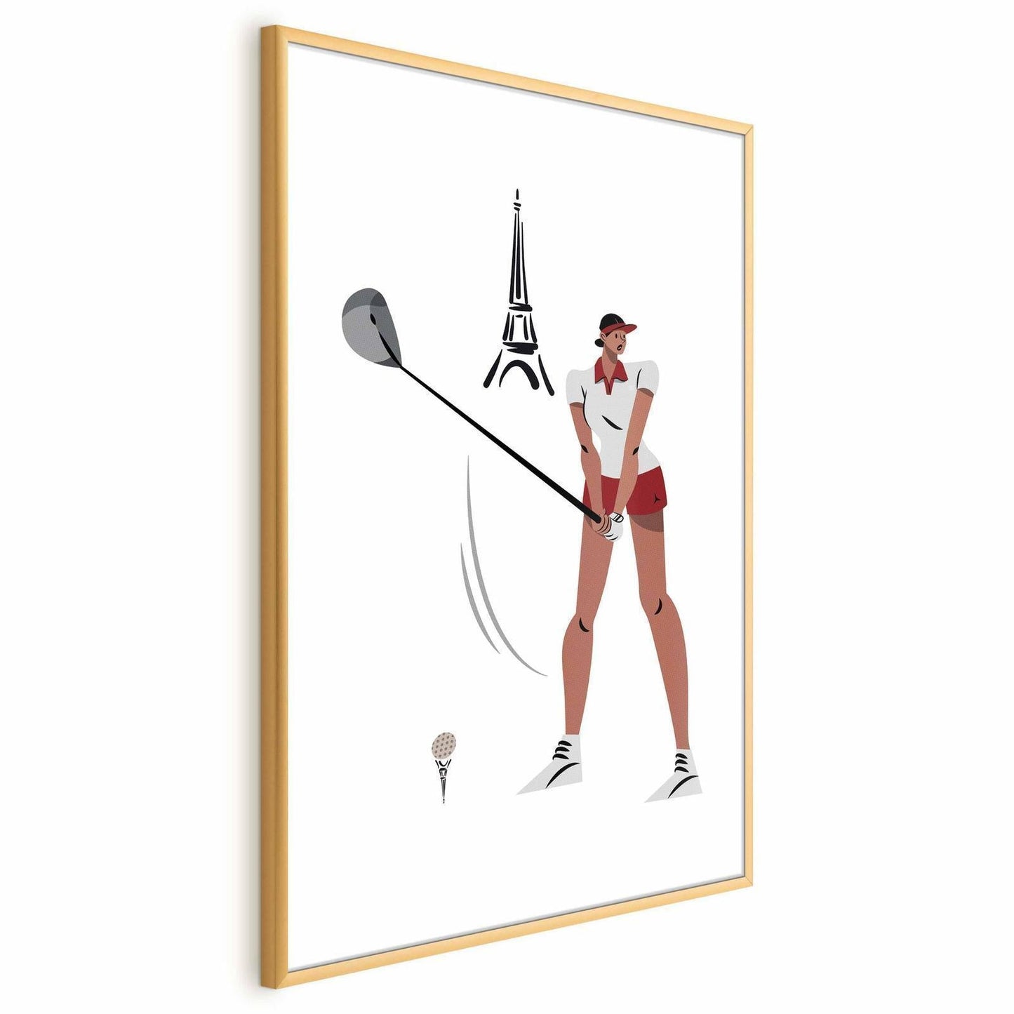 Poster - Illustration of a Female Golfer with the Eiffel Tower in the Background Artgeist