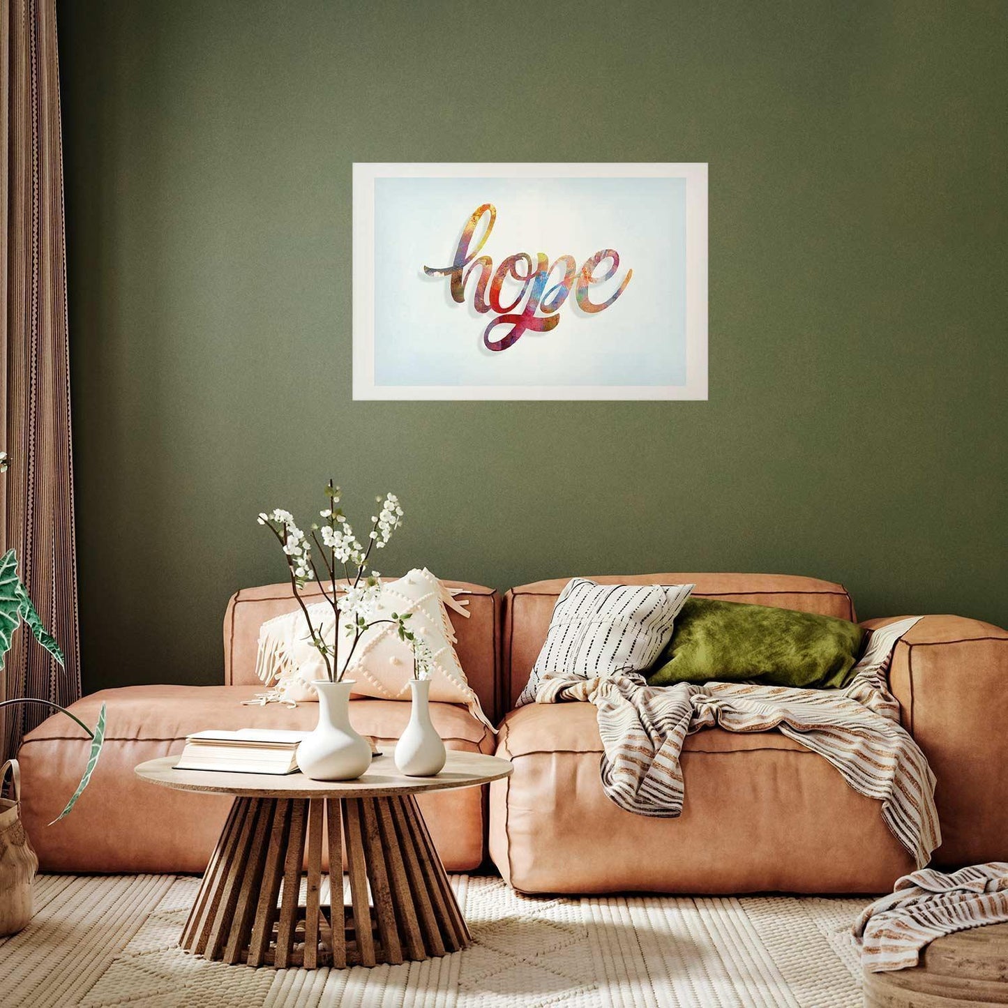 Decorative "Poster - Hope" in a stylish living room setting.