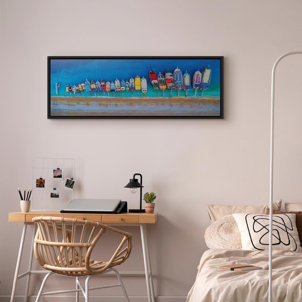 Leinwandbild - Colourful Boats (1 Part) Narrow