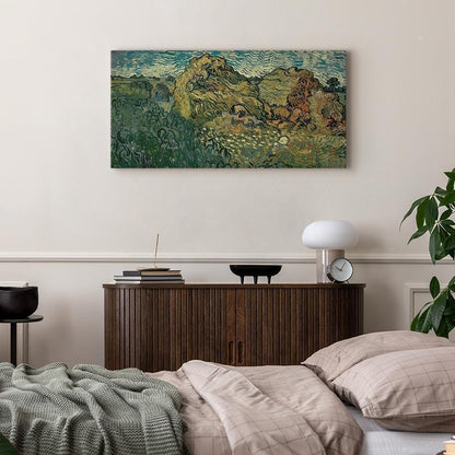 Leinwandbild - Vincent Van Gogh – Field with Wheat Stacks