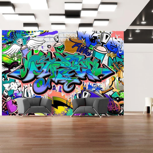 Fototapete - Graffiti: blue theme Artgeist