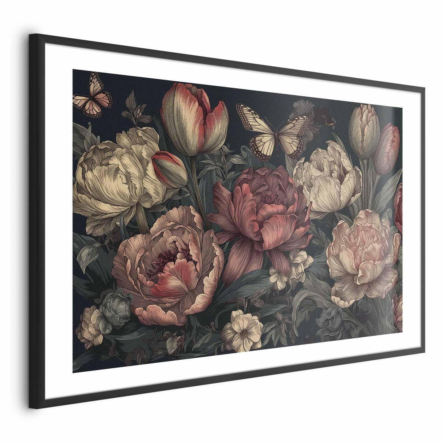 Poster - Flowers on a Turquoise Background Artgeist