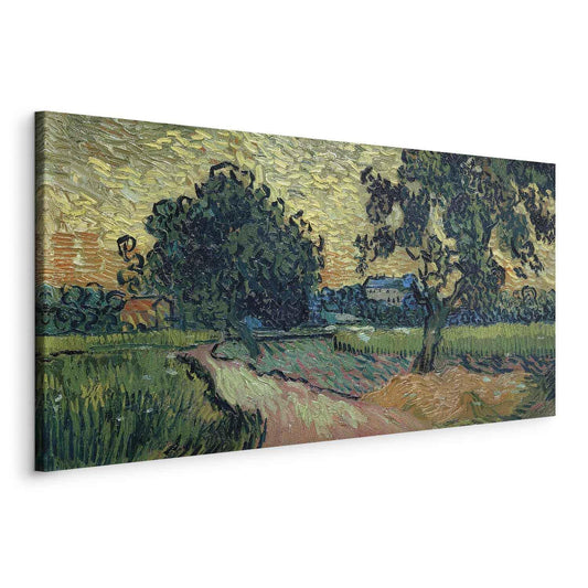 Leinwandbild - Landscape with the Chateau of Auvers at Sunset (Vincent Van Gogh) Artgeist