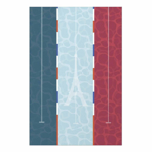 Poster - Illustration of a Pool Against the French Flag