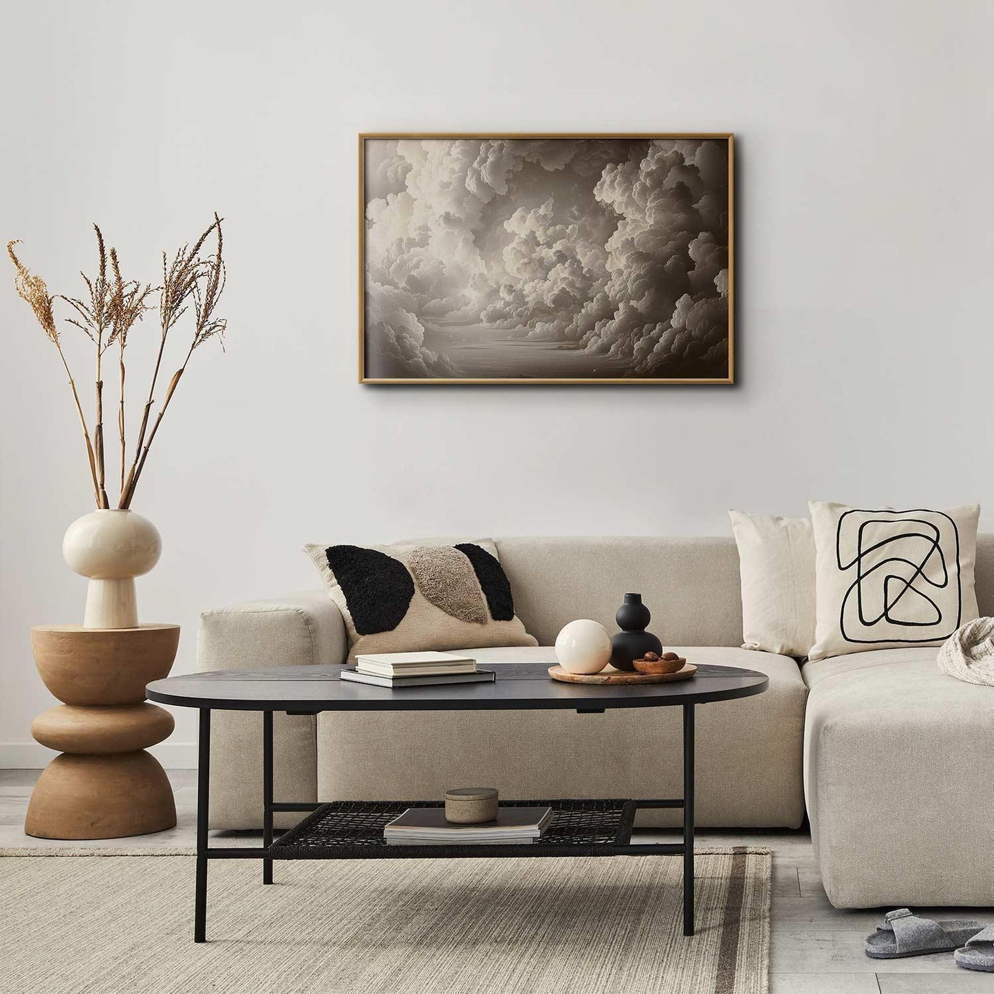 Poster - Whisper of Illuminated Clouds in living room decor.