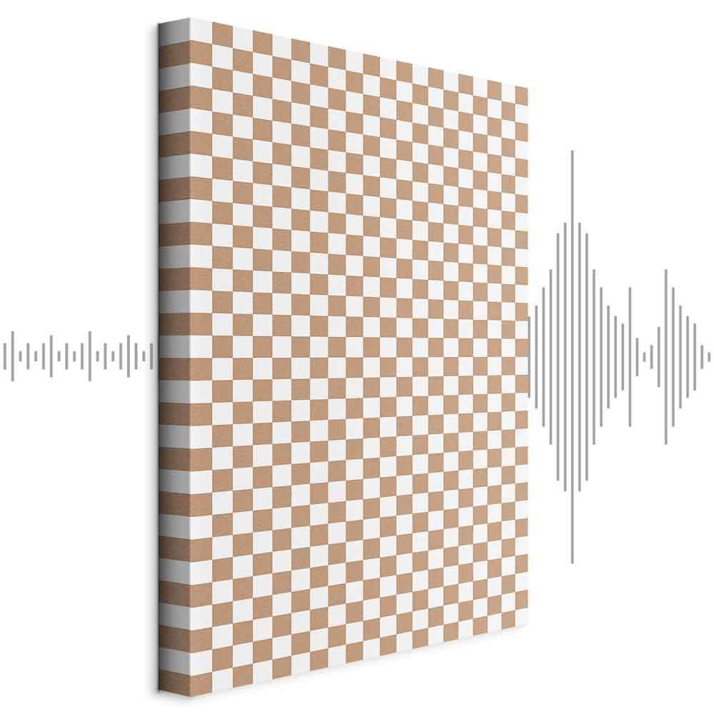 Leinwandbild - Checkerboard Pattern - Brown-White Grid with a Subtle Noise
