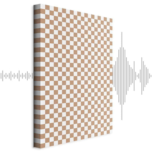 Leinwandbild - Checkerboard Pattern - Brown-White Grid with a Subtle Noise