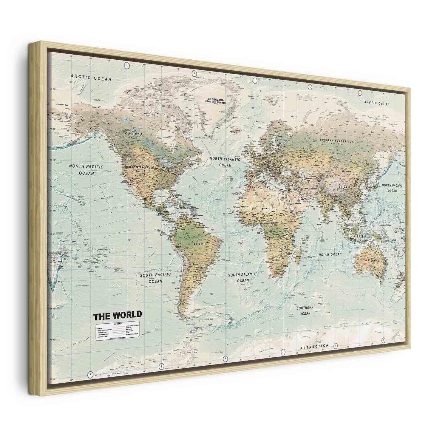 Leinwandbild - World Map: Beautiful World Artgeist