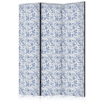 Paravent - Illustration in Vintage Style - Blue Flowers on a White Background Artgeist