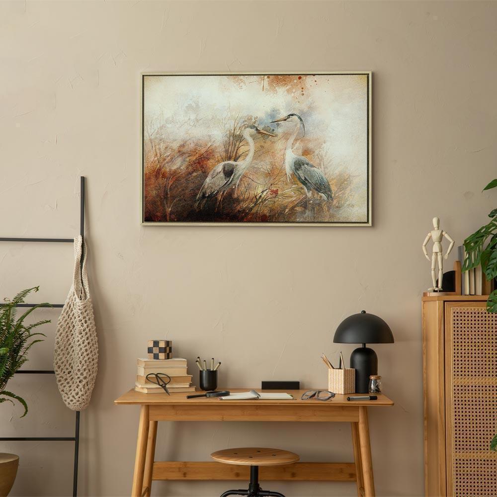 Leinwandbild - Herons on the Hunt (1 Part) Wide