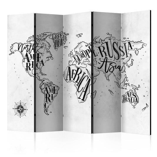 Paravent - Retro Continents (Grey) II Artgeist