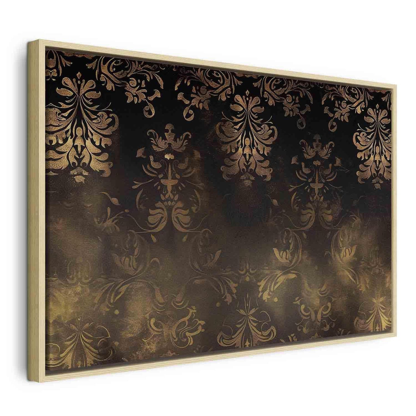Leinwandbild - Baroque Ornaments in Patinated Gold and Browns: Retro Motif