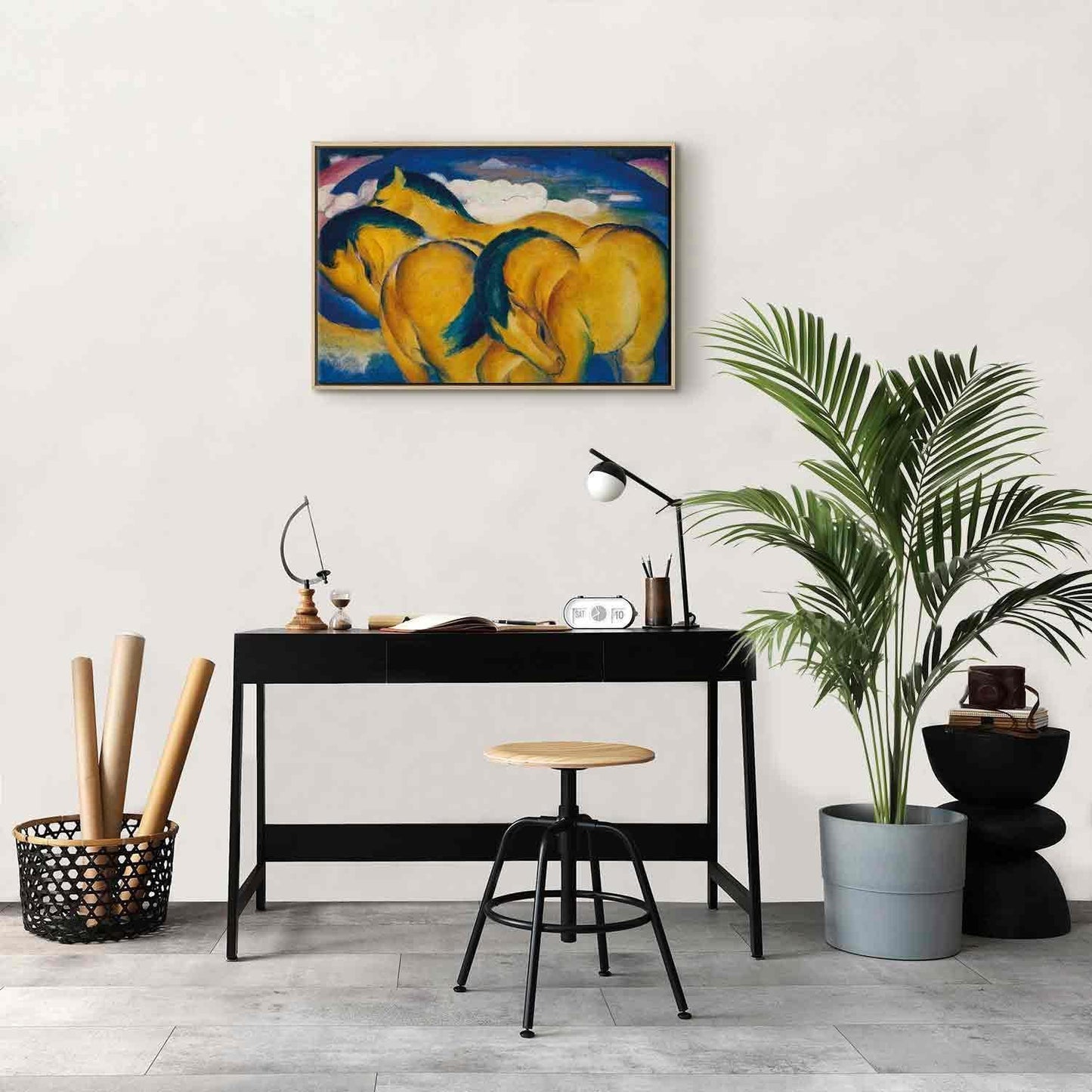 Leinwandbild - Little Yellow Horses (Franz Marc) Artgeist