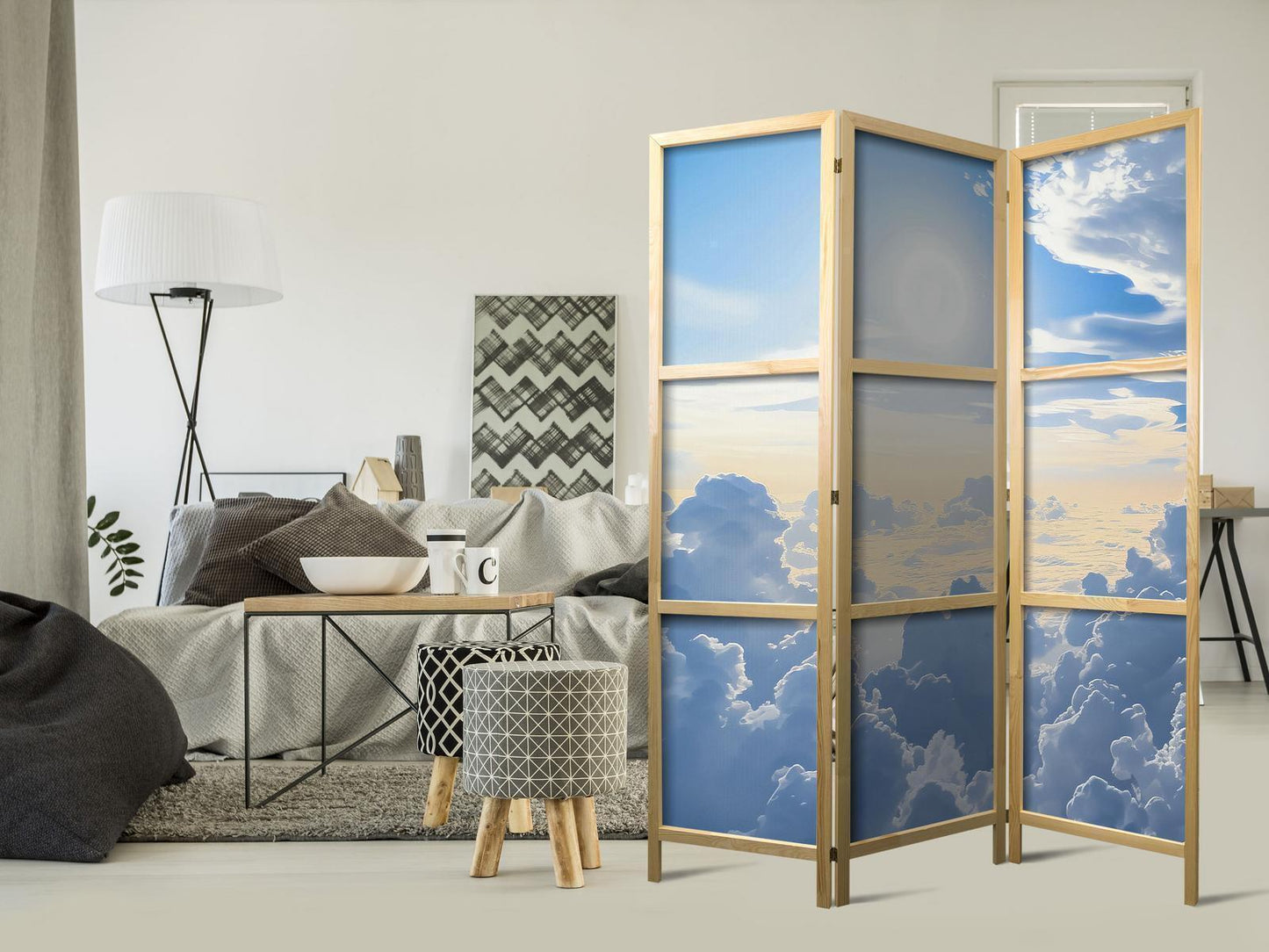 Japanischer Paravent - Symphony of Light: Sun and Clouds Collaborating on a Beautiful Sky