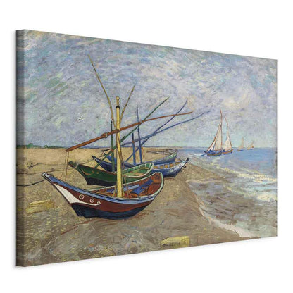 Leinwandbild - Vincent van Gogh – Fishing Boats on the Beach