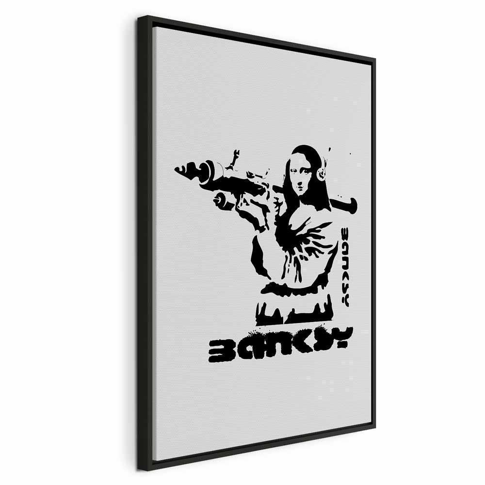 Leinwandbild - Contrast Duel (1-part) - Banksy on Mural with Mona Lisa