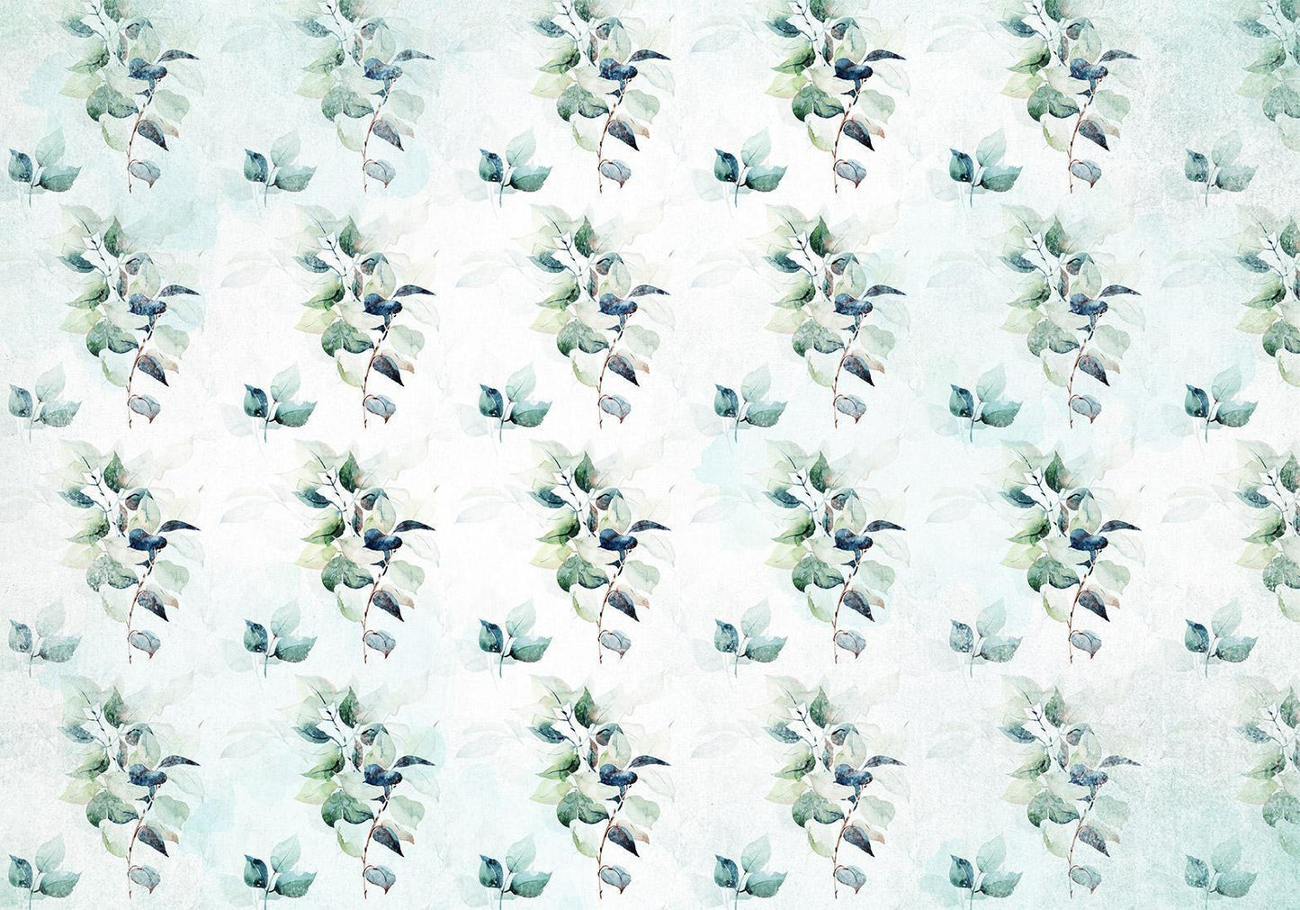 Fototapete - Mint nature - uniform pattern in floral motif with green leaves Artgeist