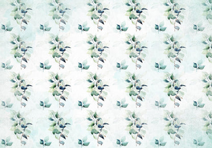 Fototapete - Mint nature - uniform pattern in floral motif with green leaves Artgeist